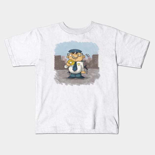 The Busy Cop Kids T-Shirt by ronnietucker